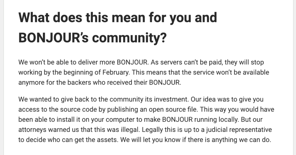 Le mail de Holi aux contributeurs Kickstarter // Source : Numerama Le mail de Holi aux contributeurs Kickstarter // Source : Numerama