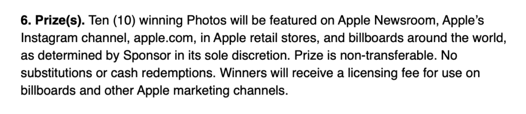 Les nouvelles modalités du concours (25 janvier 2019) // Source : Apple