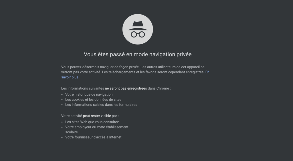 Navigare privată pe Chrome // Sursa: Screenshot