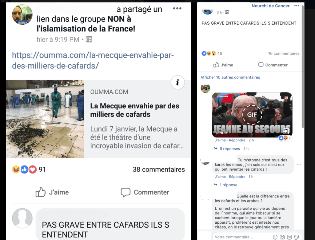 Publication raciste sous couvert d'humour — certains messages en commentaire sont également racistes // Source : Capture d'écran Numerama