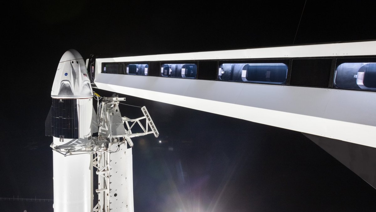 Le cargo Dragon qui sera testé lors du vol d'essai. // Source : SpaceX