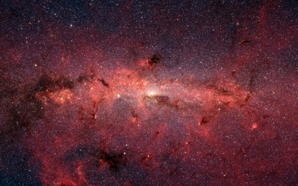 Le centre galactique. // Source : Wikimedia/NASA/JPL-Caltech/S. Stolovy (SSC/Caltech) (photo recadrée)