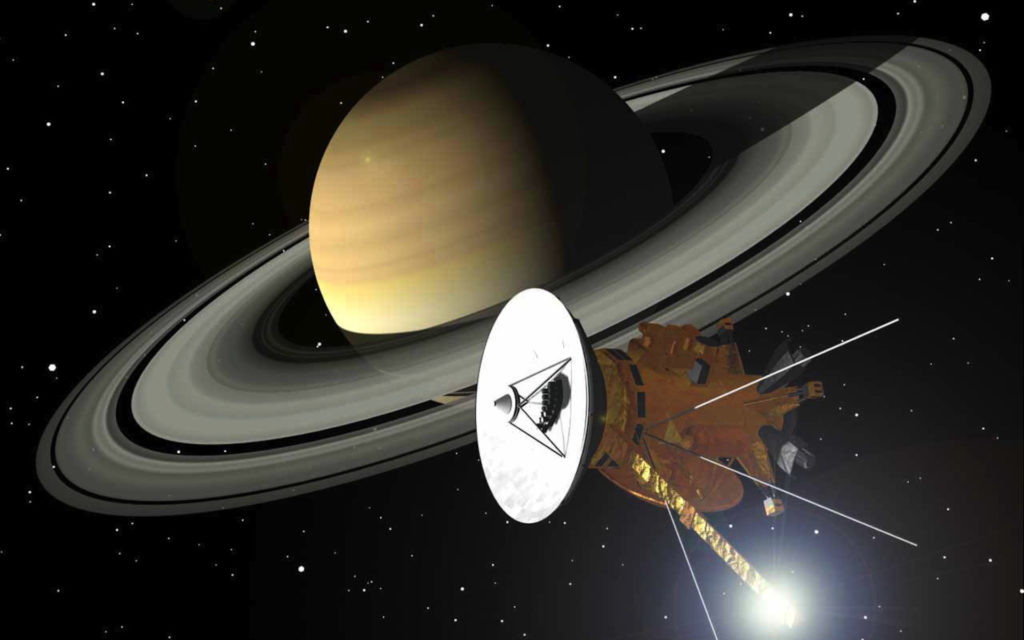 La sonde Cassini et Saturne. // Source : Pixabay (photo recadrée)