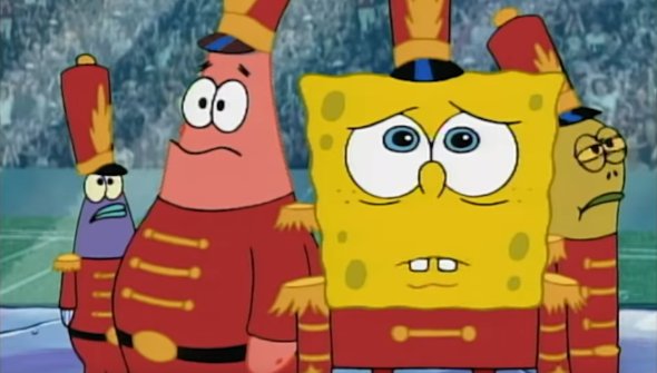 Bob, déçu et choqué. // Source : Capture d'écran YouTube / Nickelodeon