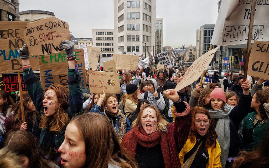 Une marche en Belgique. // Source : Youth For Climate Brussel via Facebook (photo recadrée)