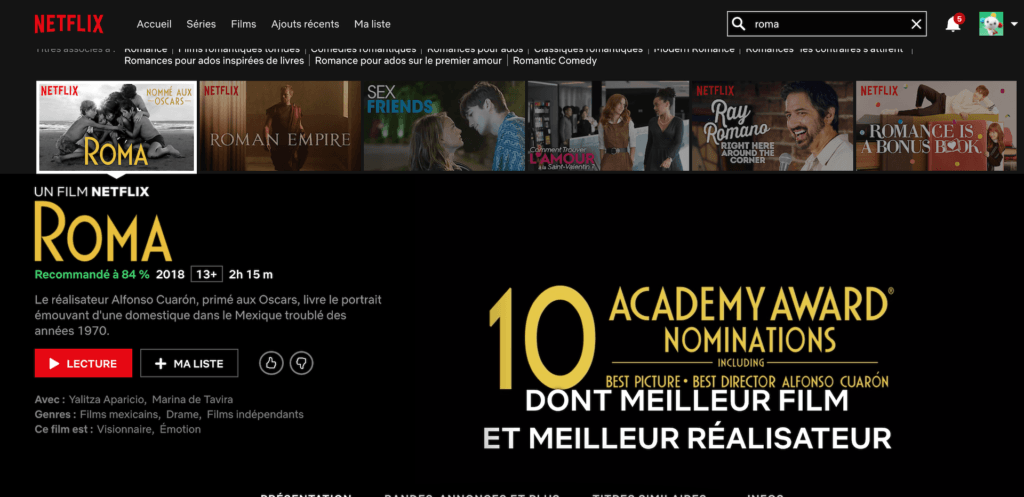 Capture d'écran de Roma sur Netflix le 1er février 2019 // Source : Netflix Capture d'écran de Roma sur Netflix le 1er février 2019 // Source : Netflix