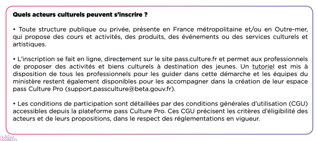 Communiqué du ministère de la Culture sur le Pass Culture