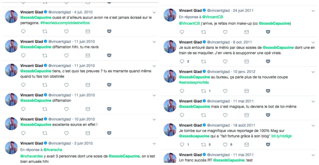 Captures d'écran du compte Twitter de Vincent Glad Captures d'écran du compte Twitter de Vincent Glad