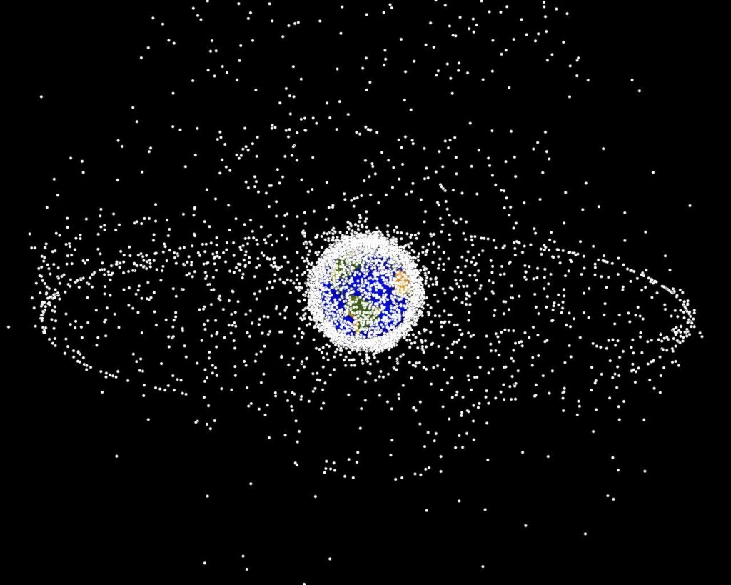 Représentation des débris spatiaux // Source : Wikipédia