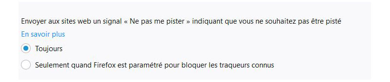 Do Not Track sur Firefox