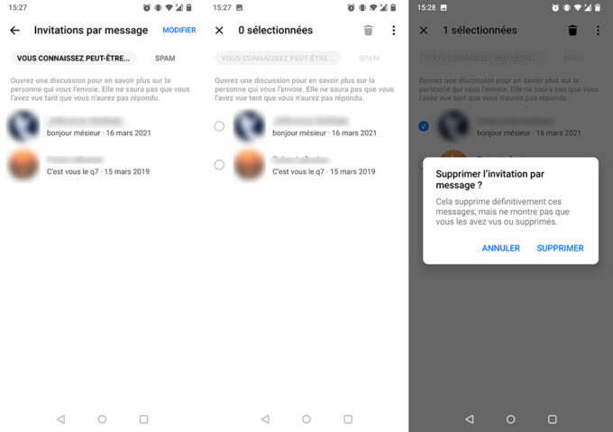 Facebook Messenger messages filtrés application Facebook Messenger messages filtrés application