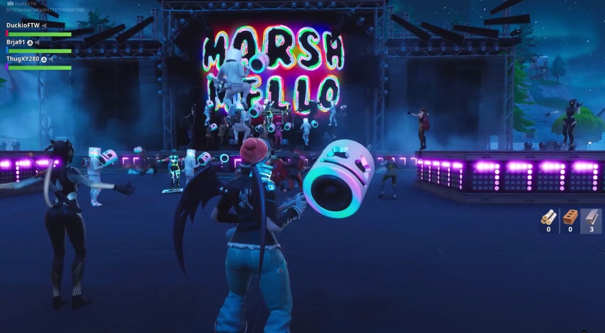 Le concert de Marshmello sur Fortnite le 2 février 2019 // Source : YouTube/Duckio