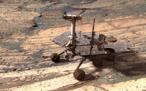 Le rover Opportunity. // Source : Wikimedia/CC/NASA/JPL-Solar System Visualization Team (photo recadrée)