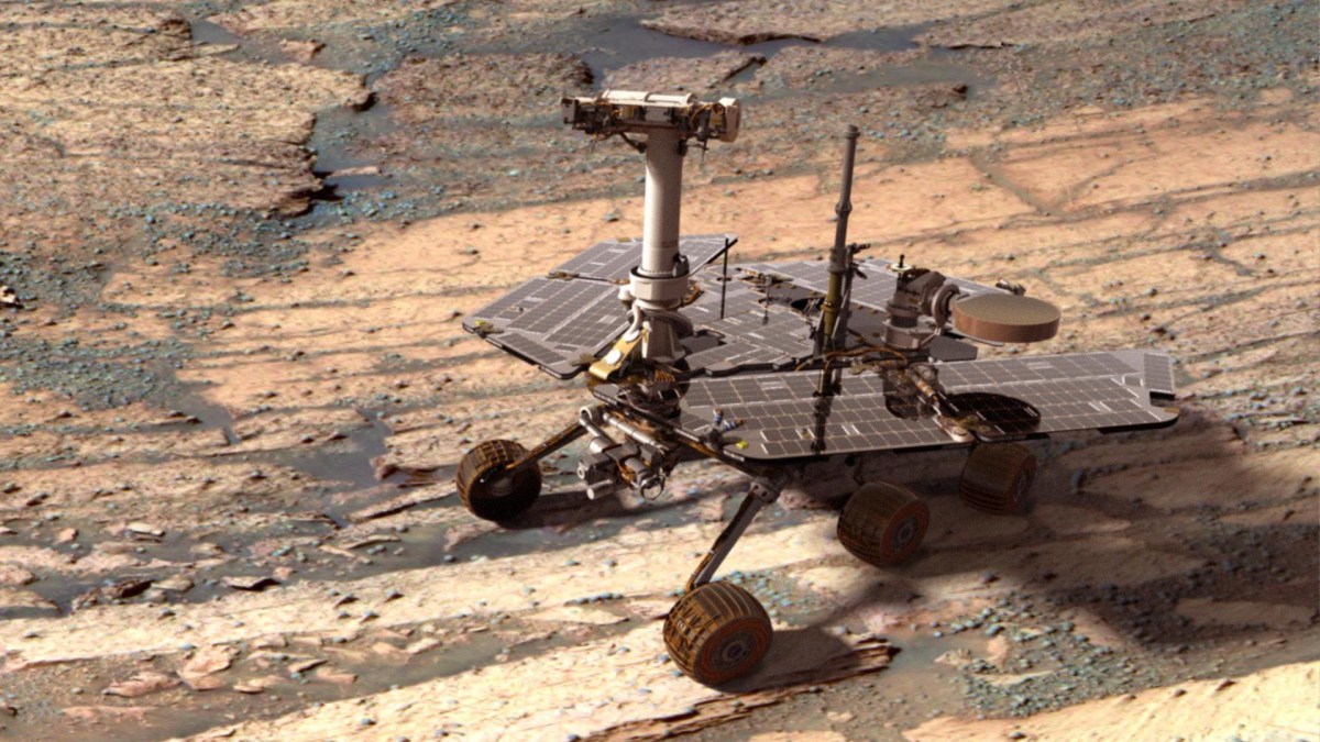 Le rover Opportunity. // Source : Wikimedia/CC/NASA/JPL-Solar System Visualization Team (photo recadrée)