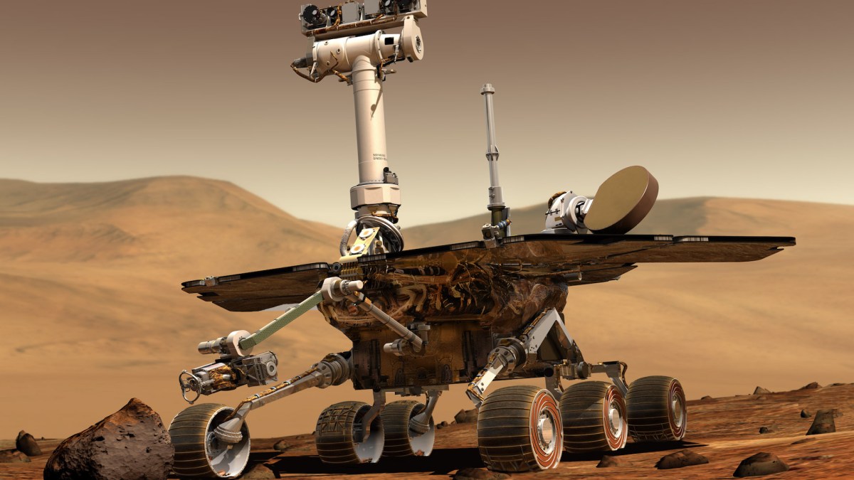 Le rover Opportunity est officiellement mort. // Source : Wikimedia/CC/NASA/JPL/Cornell University, Maas Digital LLC (photo recadrée)