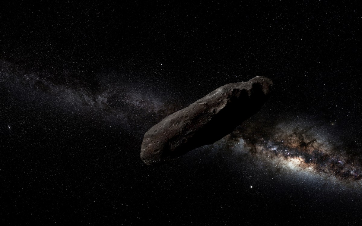 Oumuamua. // Source : Wikimedia/CC/Interpott.nrw Unser Kosmos (photo recadrée)