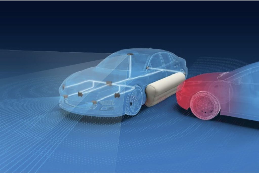 Les capteurs des airbags extérieurs se situeront tout autour du véhicule. // Source : ZF Friedrichshafen