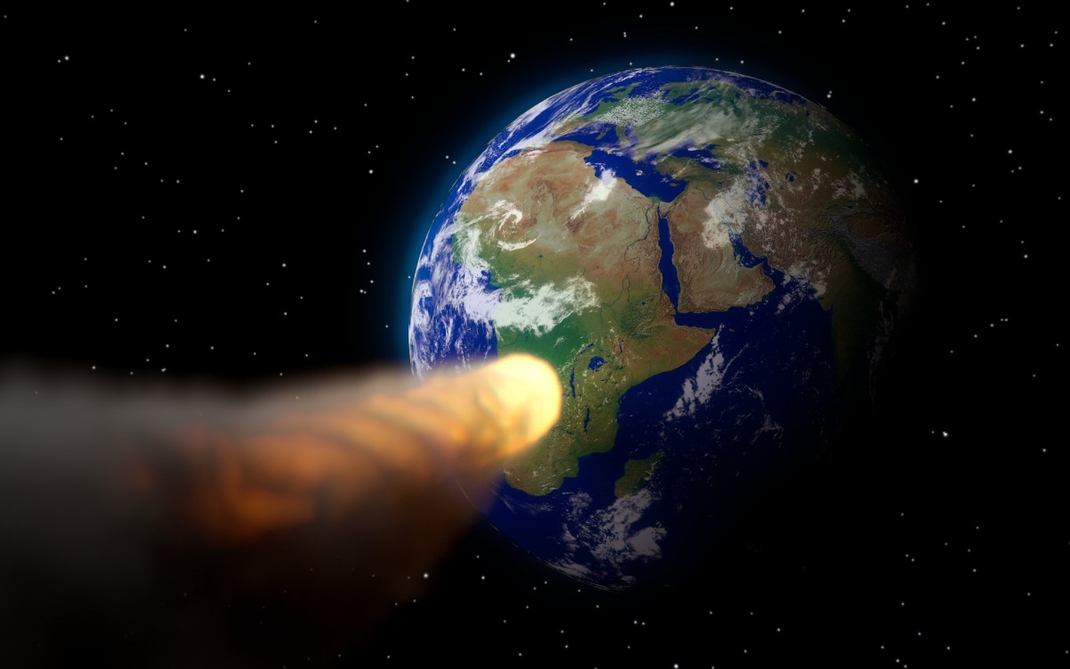 Un astéroïde fonçant vers la Terre. // Source : Pixabay (photo recadrée)