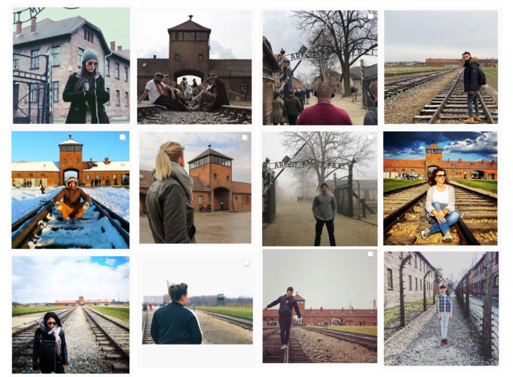 Des photos avec le hashtag #Auschwitz // Source : Captures d'écran Instagram / Numerama