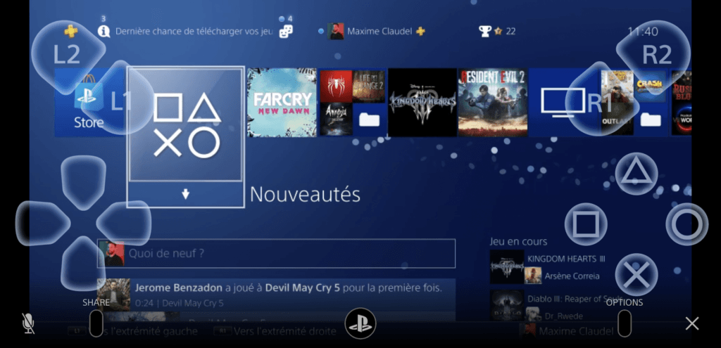 Remote Play PS4 sur iOS // Source : Capture Numerama Remote Play PS4 sur iOS // Source : Capture Numerama