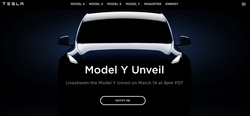 Teaser Tesla Model Y // Source : Tesla Teaser Tesla Model Y // Source : Tesla