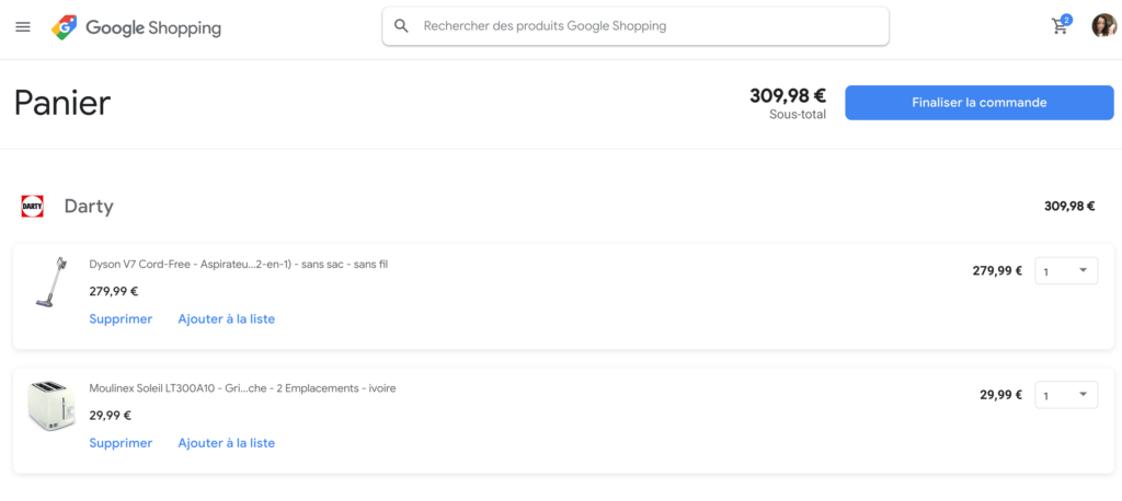 Le panier sur Google Shopping Le panier sur Google Shopping