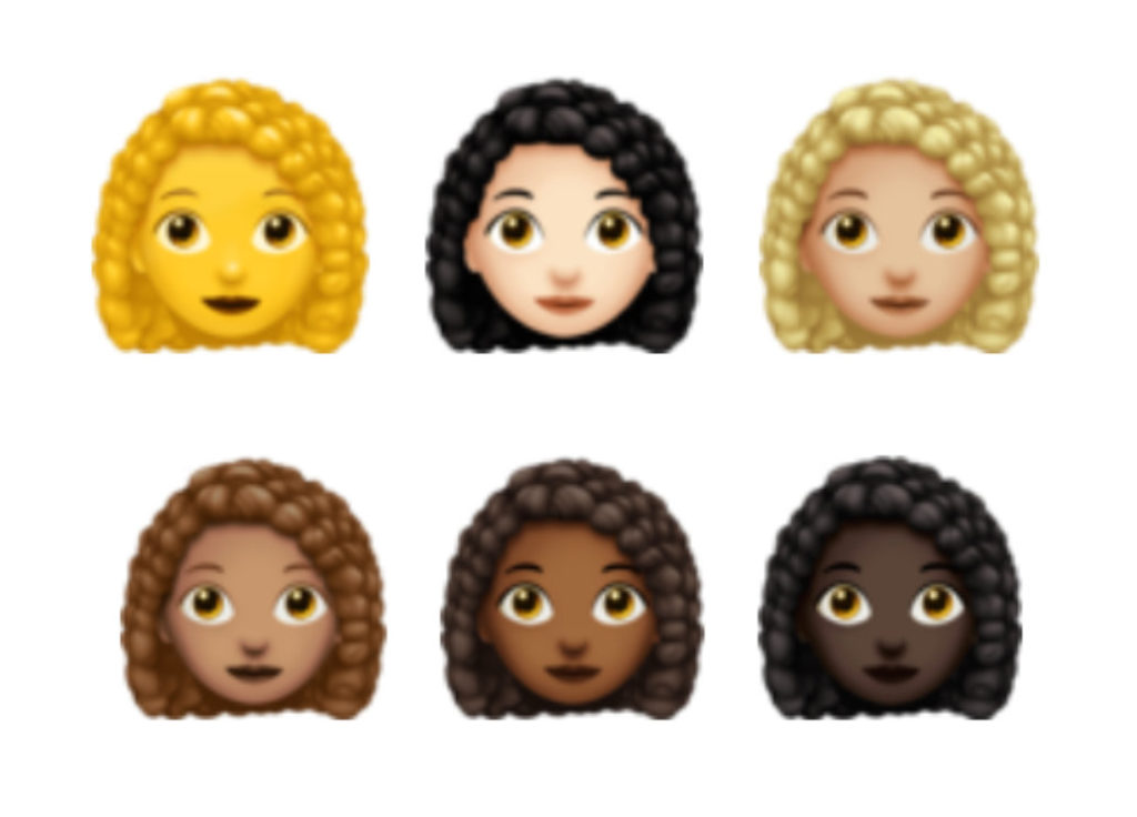 Les emojis cheveux frisés. // Source : Emojipedia