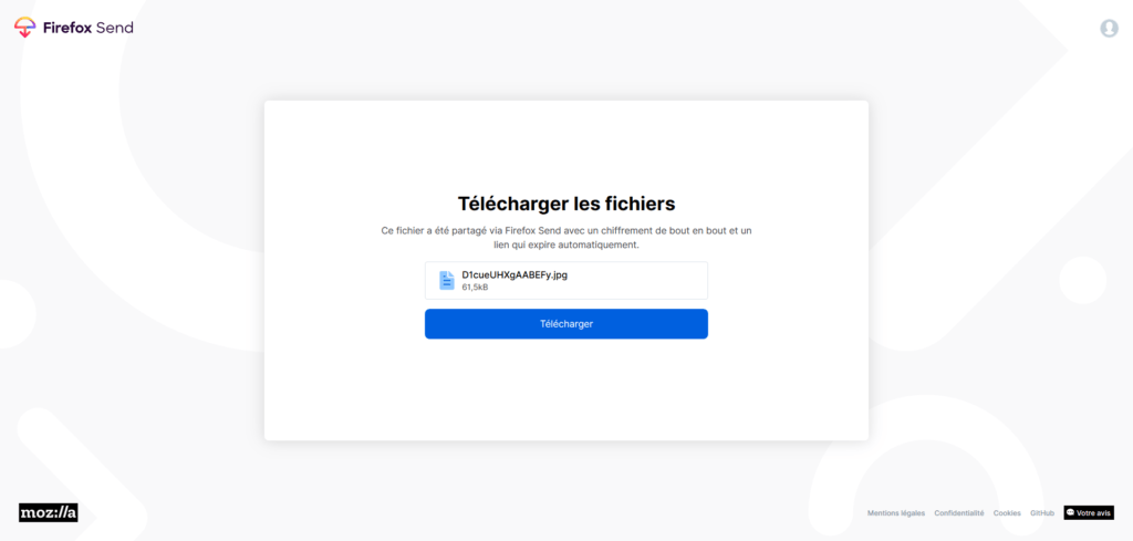 Firefox Send partage Firefox Send partage