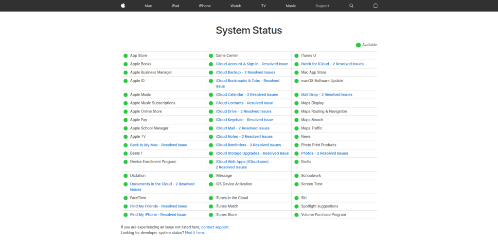 iCloud tableau de bord Apple