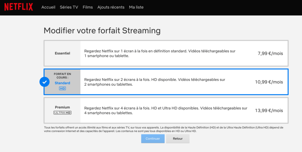 Les forfaits Netflix officiels en France Les forfaits Netflix officiels en France