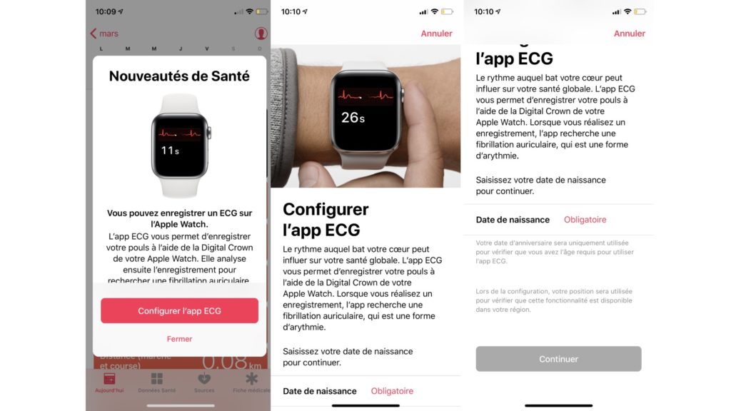 Configuration électrocardiogramme sur l'Apple Watch // Source : Numerama Configuration électrocardiogramme sur l'Apple Watch // Source : Numerama