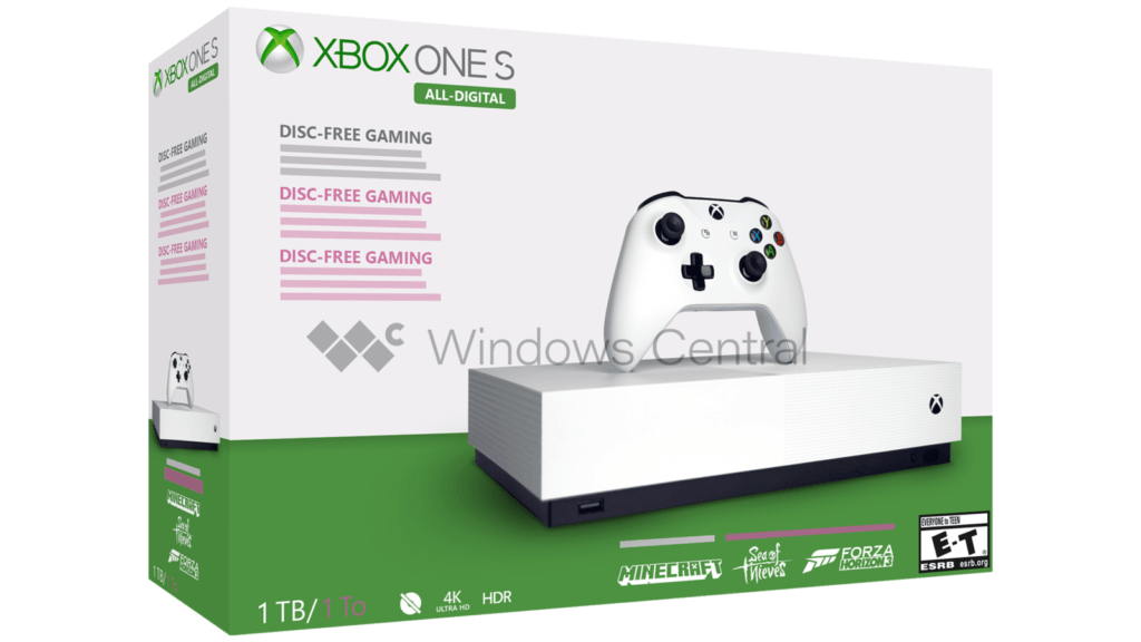 Rendu Xbox One S All-Digital // Source : Windows Central