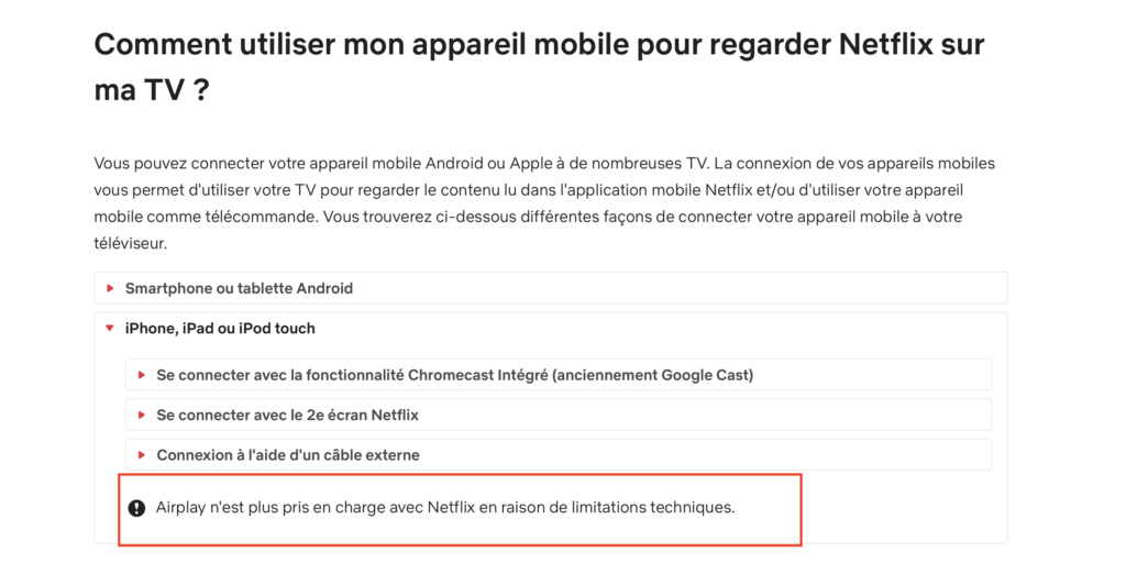 Centre d'aide Netflix // Source : Capture Numerama Centre d'aide Netflix // Source : Capture Numerama