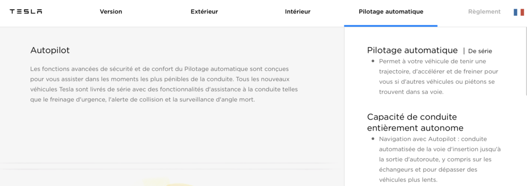 Autopilote Tesla de série // Source : Tesla Autopilote Tesla de série // Source : Tesla