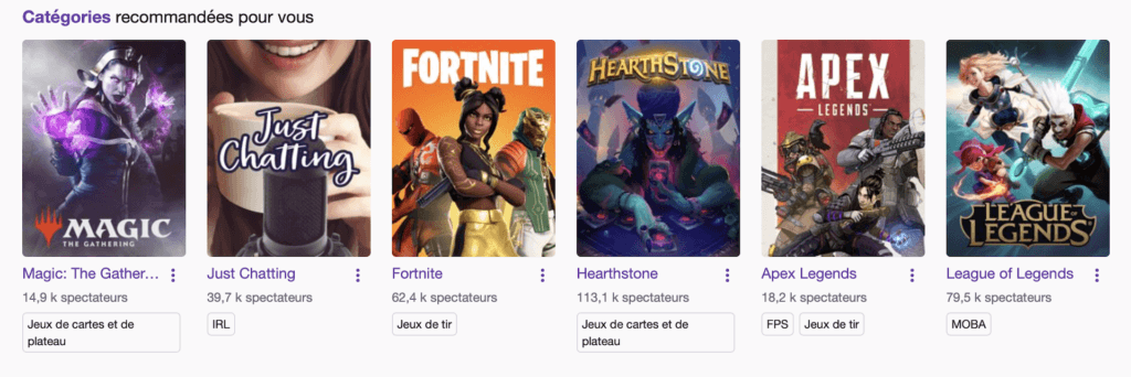 Apex Legends et Fortnite sur Twitch // Source : Capture d'écran du 26 avril 2019