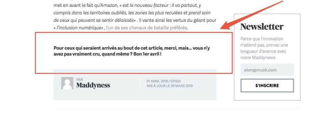 La fin du faux article de Maddyness