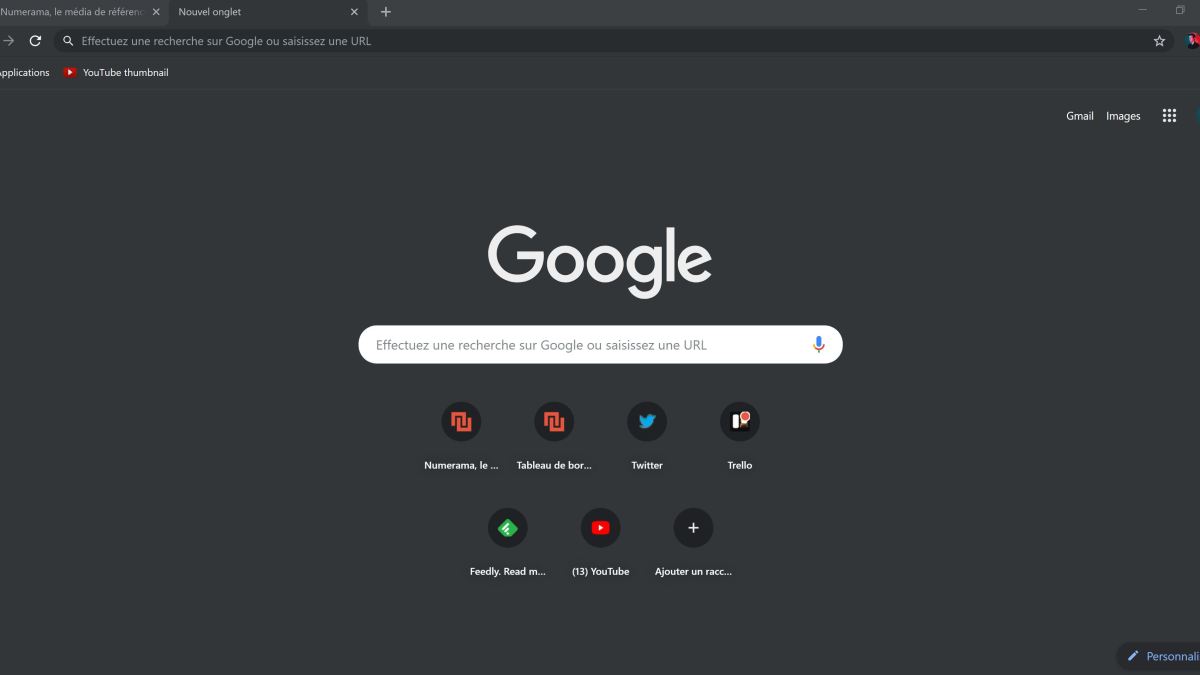 Le mode sombre de Google Chrome sur Windows 10. // Source : Google