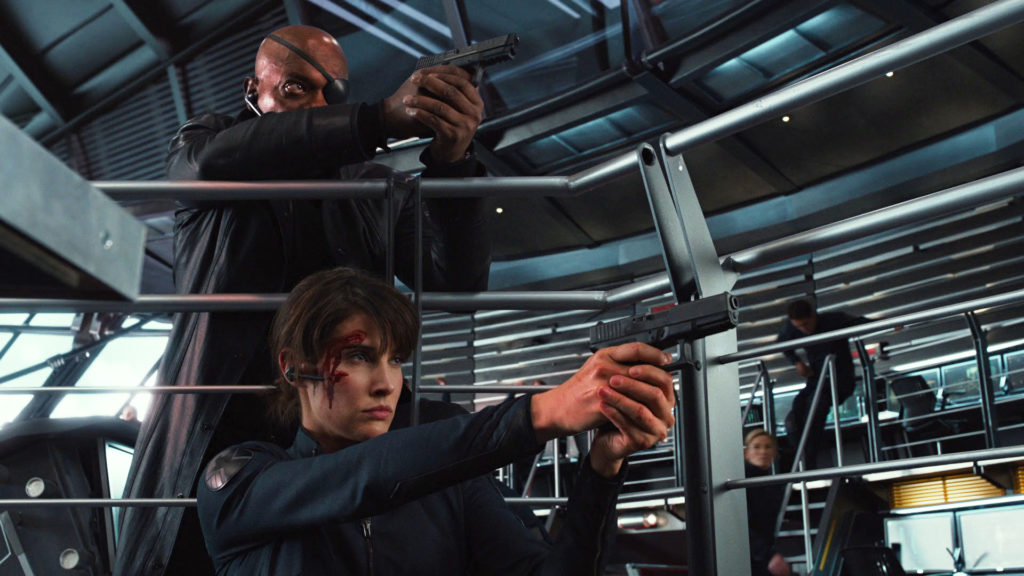 Nick Fury et Maria Hill, les deux dirigeants du SHIELD