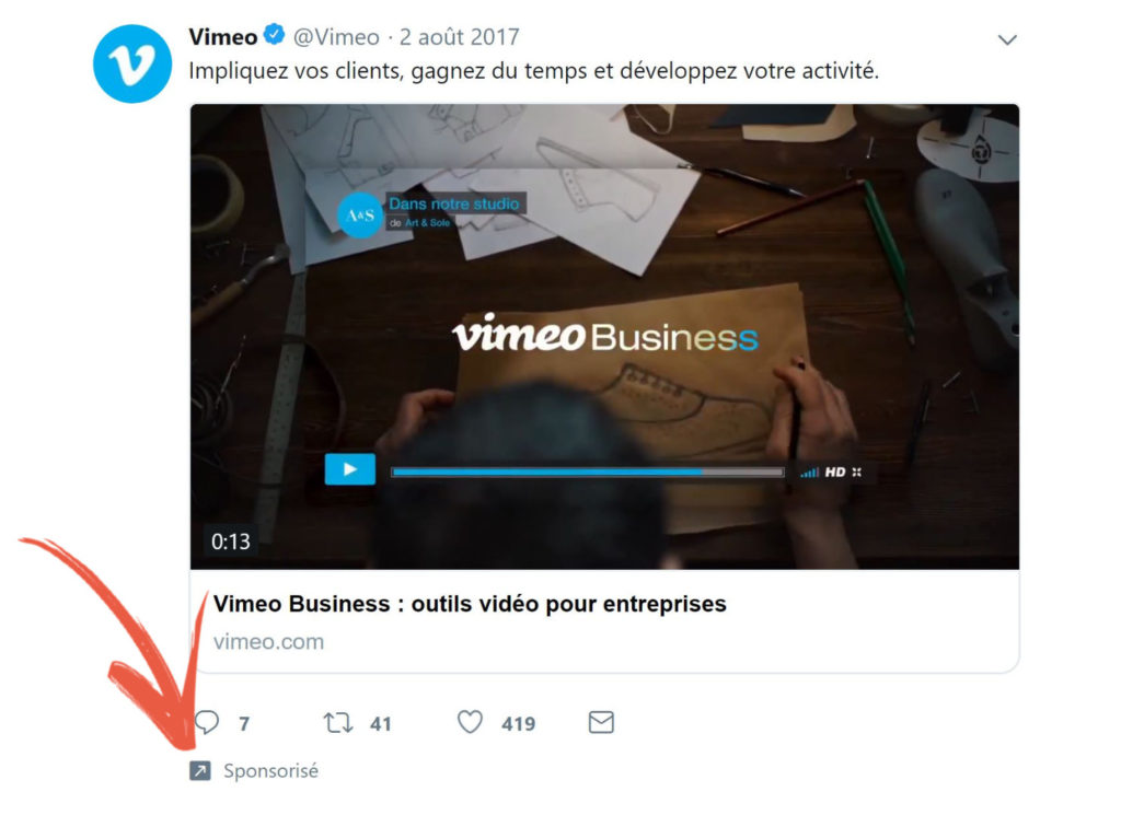 Un tweet sponsorisé // Source : Capture d'écran Twitter / Numerama