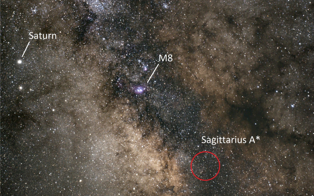 L'emplacement de Sagittaire A*. // Source : Wikimedia/CC/Christian Bergner (photo recadrée)