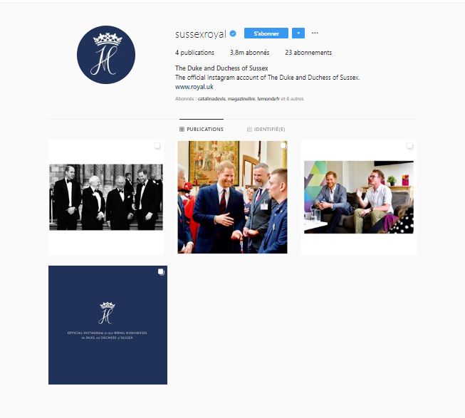 Le nouveau compte du prince Harry et Meghan Markle // Source : Capture d'écran Instagram / Numerama