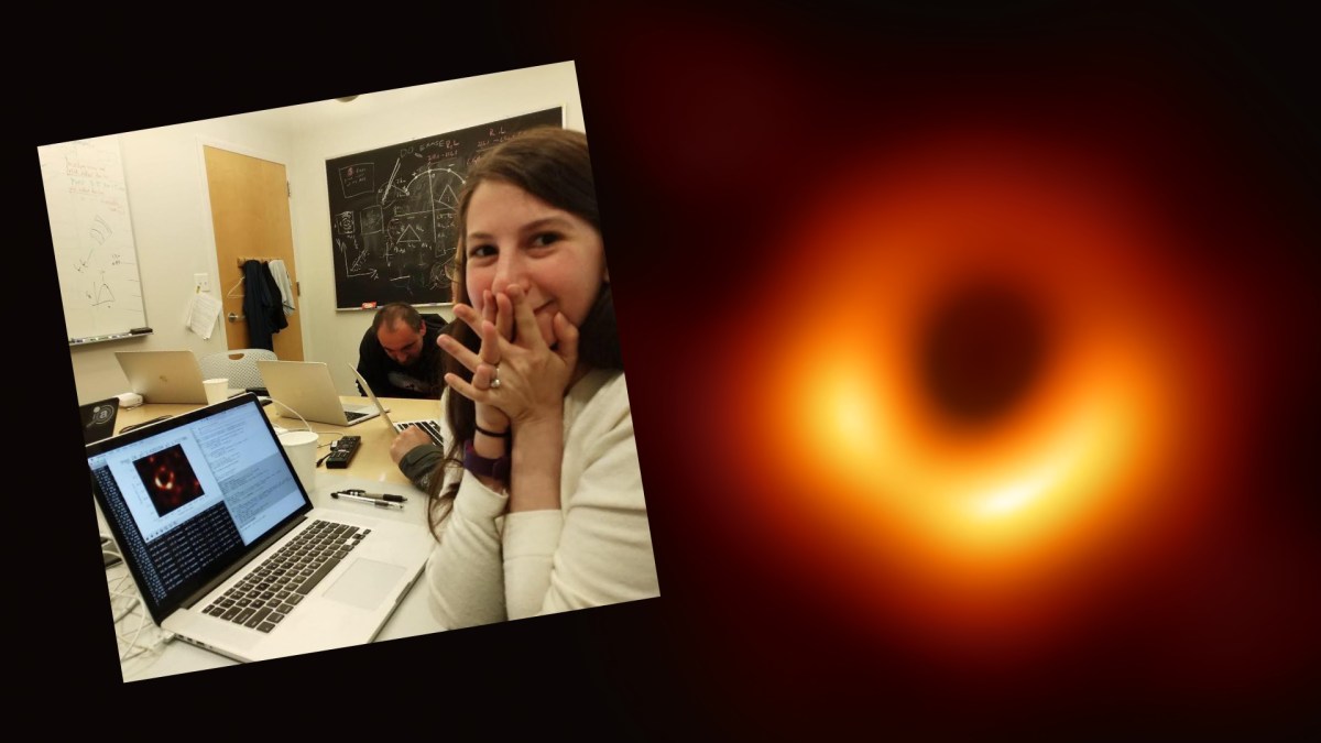 Katie Bouman, la scientifique derrière l'algorithme qui a reconstitué la photo du trou noir. // Source : EHT Collaboration/Katie Bouman via Facebook, montage Numerama