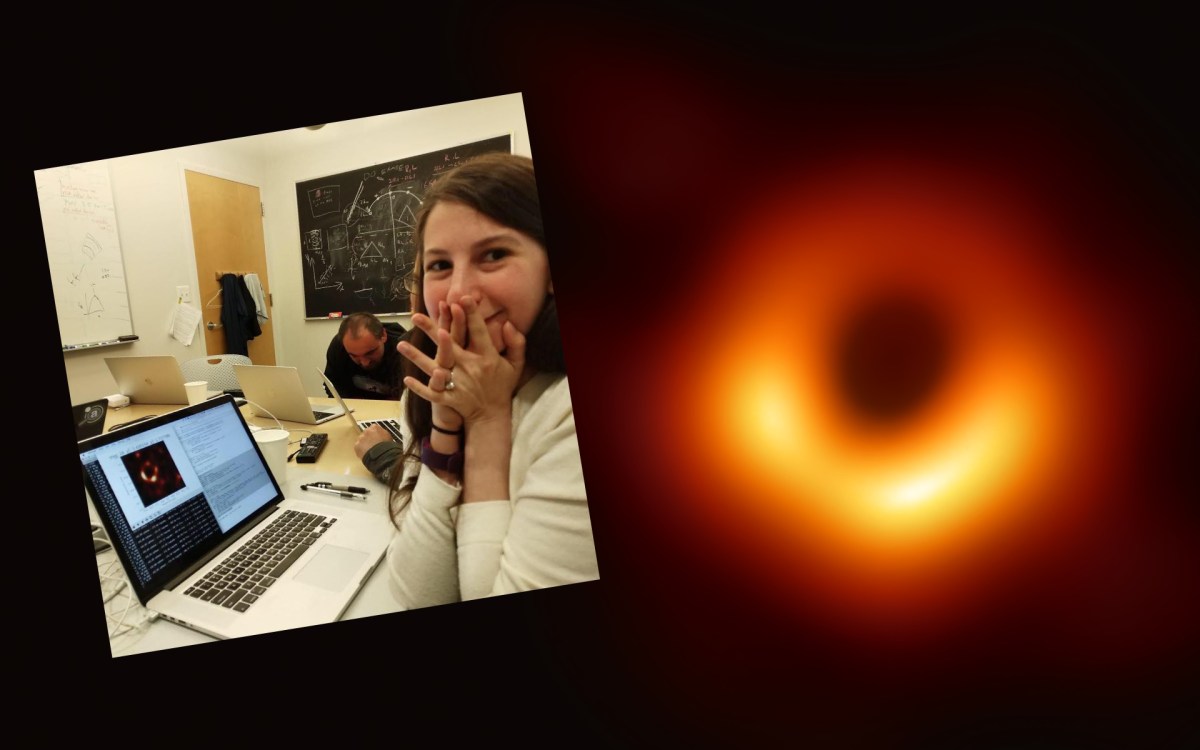 Katie Bouman, la scientifique derrière l'algorithme qui a reconstitué la photo du trou noir. // Source : EHT Collaboration/Katie Bouman via Facebook, montage Numerama