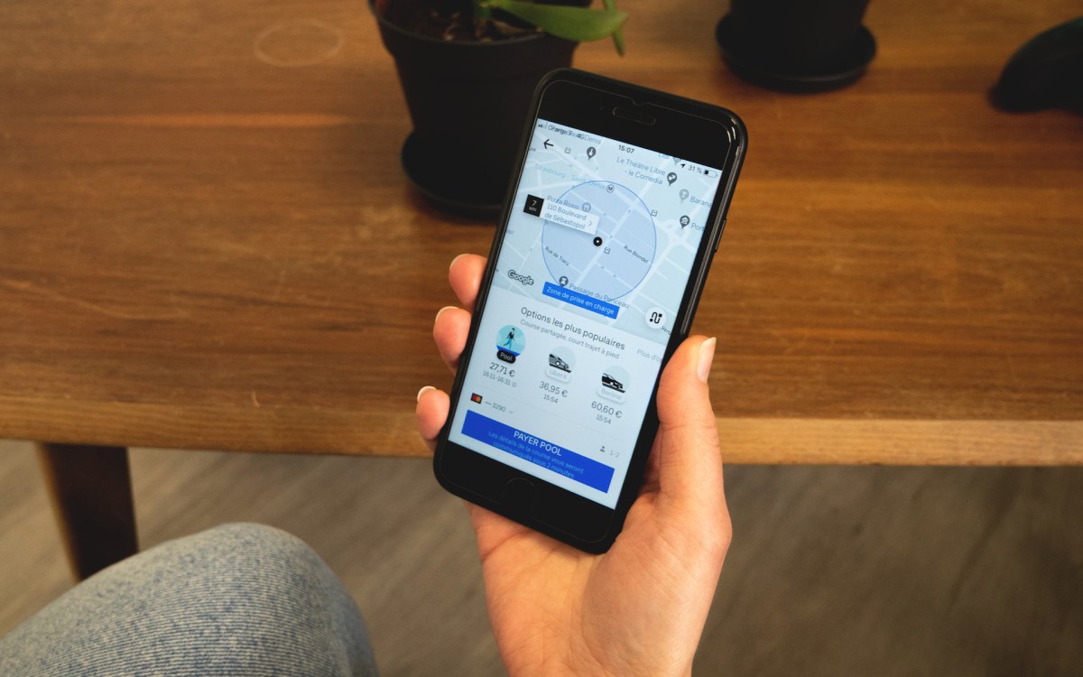Une recherche de course dans l'app Uber. // Source : Photo Léa Hamadi pour Numerama