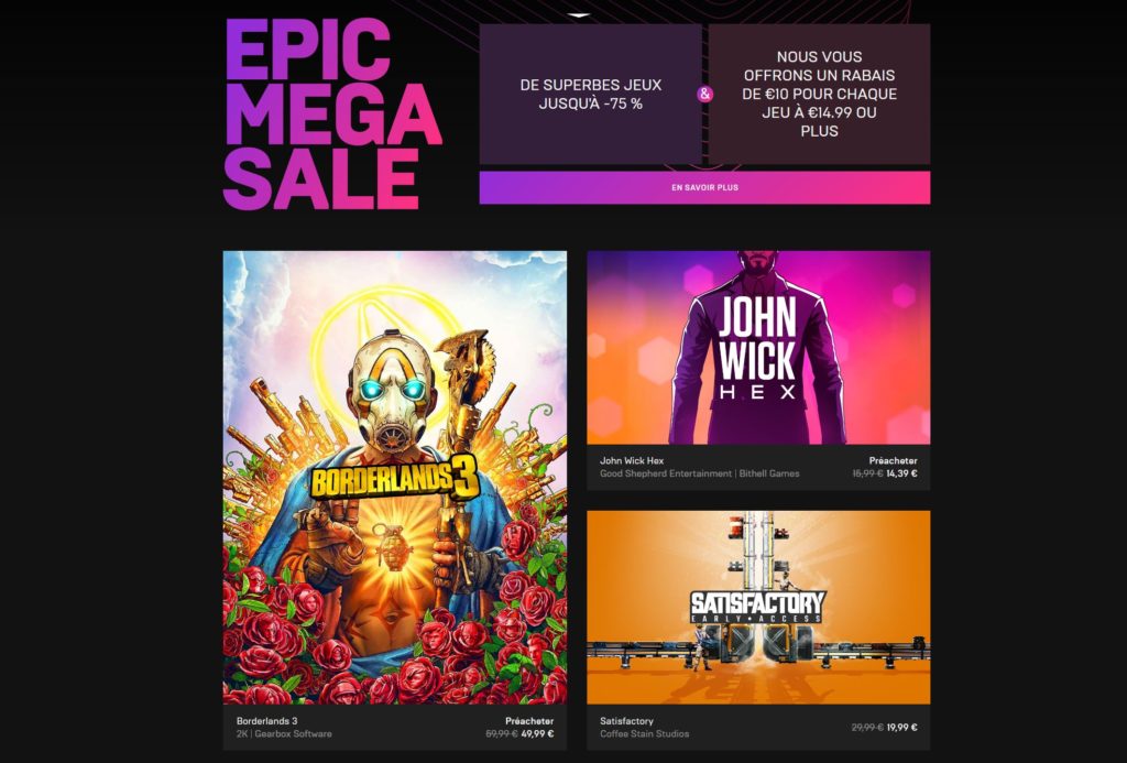 L'Epic Games Store ne met pas ses promotions les plus intéressantes en avant. // Source : Epic Games Store