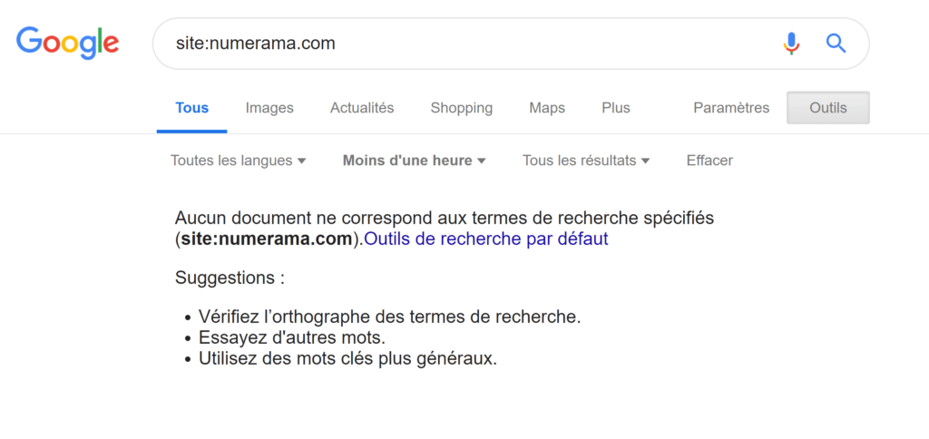 Google bug // Source : Capture d'écran Numerama Google bug // Source : Capture d'écran Numerama