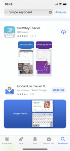 Les claviers "swipe" dans l'App Store