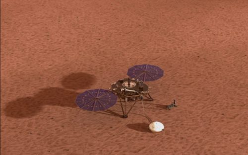InSight sur Mars. // Source : Flickr/CC/DLR German Aerospace Center (photo recadrée)