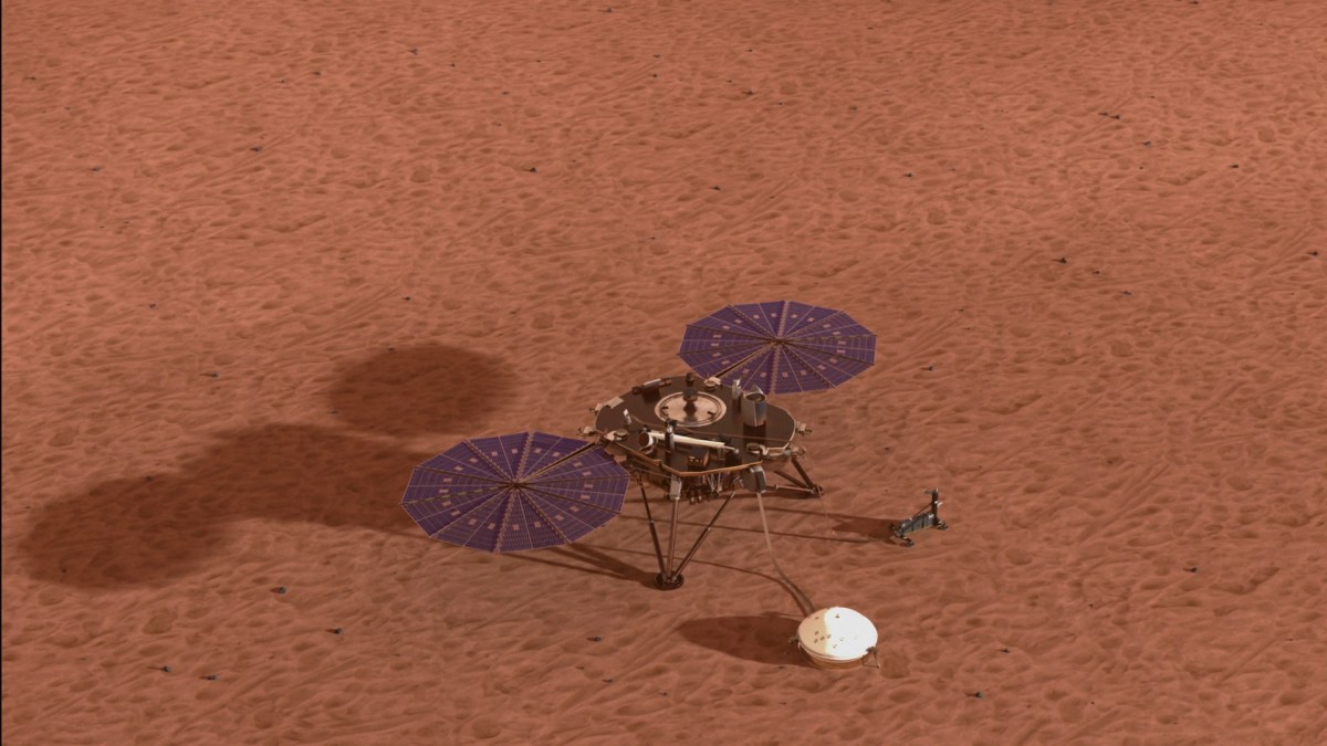 InSight sur Mars. // Source : Flickr/CC/DLR German Aerospace Center (photo recadrée)