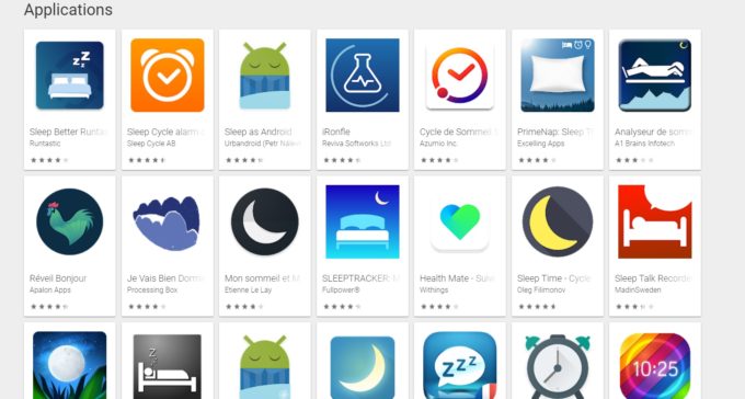 Sur les stores, de nombreuses applications veulent aider les possesseurs d'un smartphone à mieux dormir // Source : Capture d'écran Google Play Store